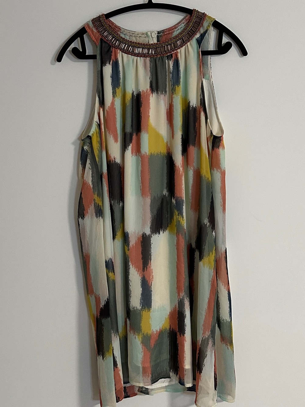 Anthropologie HD in Paris Jeweled Brushstrokes Beaded Shift Dress Size 12